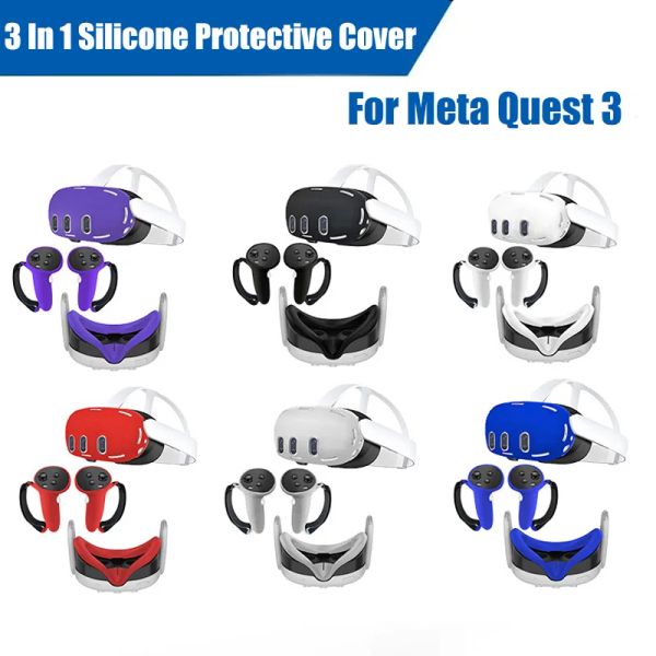 OCCOLI COPERCHIO DI PROTECTIVO DI SILICO PER META QUEST 3 AFFERIO VR 3 in 1 Copertina per controller protezione da guscio anteriore VR per Quest 3