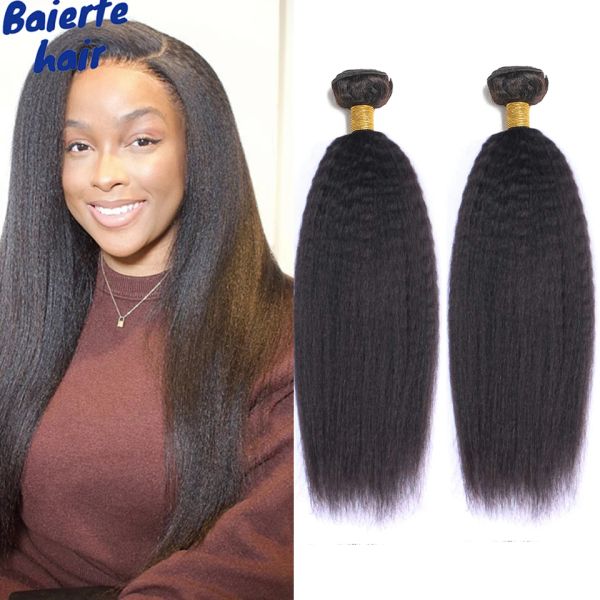 Pacotes de cabelo humano retos de peruas de 1pcs Remy Extensão de cabelo Yaki reto 1030 polegadas Teca de cabelo brasileiro Pacotes por atacado