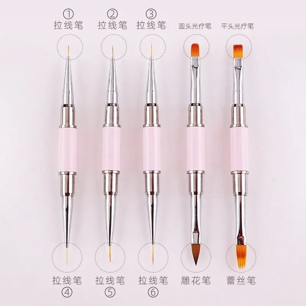 Nuovi pennelli per nail art acrilici a doppia spazzola a doppia spazzola per unghie a doppia estremità per la rivestimento per chiodo gel dipinte di fiore che disegna strumenti di manicure2.per unghie