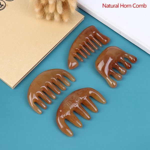 Relaxamento 1 PCS PCOL de pente de chifre de boi natural pente de dentes largo spa Guasha Scalp Massage Brush Hair Care Tool Tool