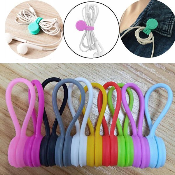 Clipes de cabos de silicone clipes Magnetic Twist Cabine Ties Wrap Wrap Strong Holding Stuff Cabos Organizador para o escritório em casa T9i002624