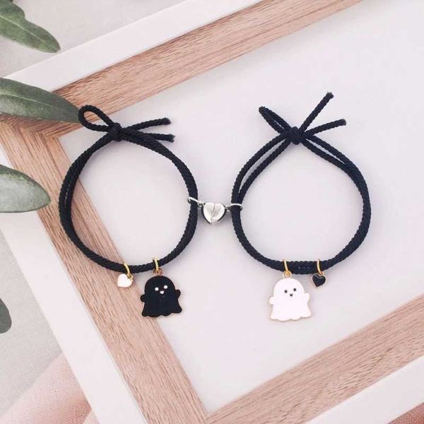 Braccialetti di coppie fantasma simpatico con perline Halloween String Bracciale Gift per lui il suo fidanzato Friend Amica regolabile Cord 240423