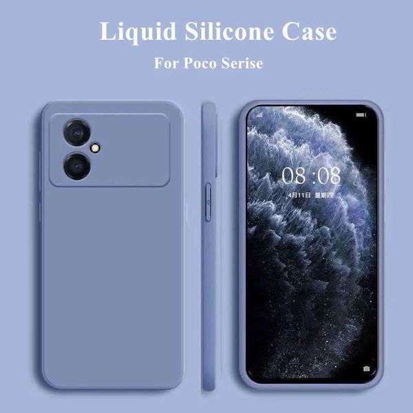 Mobilfunkkoffer Flüssiger Silikonkoffer POCO M4 5G Hülle für POCO M4 Deckschale Coque Funda Weiche Hautfreundliche Telefonhülle für Poco M4 240423