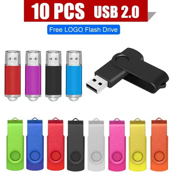 Sürücüler 10 PCS/LOT RENK USB 2.0 USB Flash Drive 8GB 16GB 32GB 64GB USB Stick Pen Drive 1GB 2GB4GB Akıllı Telefon/PCCUSTOM