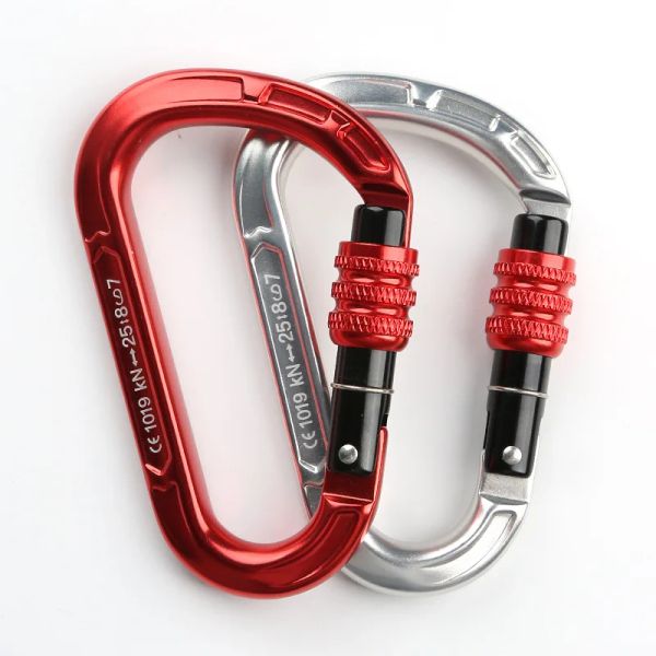 Acessórios escalada pedershape 25kn segurança bloqueio automático portão de mola xinda alumínio hcarabiner kits externos