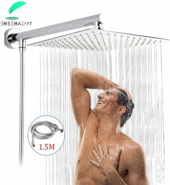 Shbshaimy Chrome Banyo Duş Başlığı Yağış Paslanmaz Çelik 8 10 12 Kare Labirent Tarzı Duş Başlığı Çıkarılabilir Duş Başlığı 2011056699606