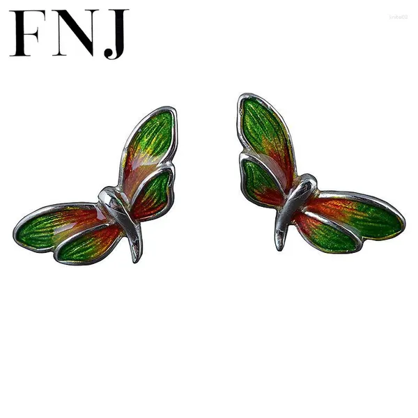 Bolzenohrringe Fnj Shaolan Dragonfly 925 Silber Original Pure S925 Sterling Ohrring für Frauen Juwely Viel Glück