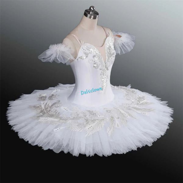 Classic Professional Ballet Tutu Adulto Crianças Branco Cisne Lago Panqueca Tutu Ballerina Party Dance Costume Ballet Dress Girls Mulheres 240411