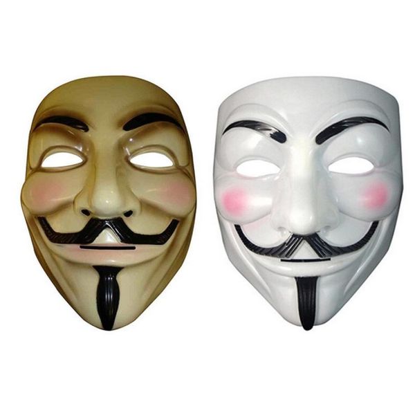 Máscara de vingança máscara anônima de Guy Fawkes Halloween Fantasia fantasia branca amarela 2 cores 9678155