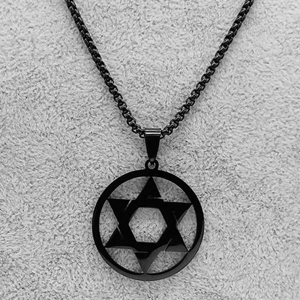 Anhänger Halsketten Star der David Mode für Frauen Männer Edelstahl Emblem Talisman Langkette Israel Jüdische Halskette Gothic Jewerly