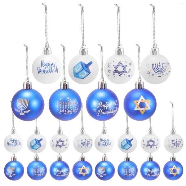 Figurine decorative 24 pezzi palla sospesa Hanukkah Outfit party star di David Ornament Balls Decorazioni in plastica