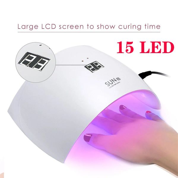 Kits Novo 15 UV LED LED PERIFICAÇÃO Lâmpada de secagem rápida Nails LCD Tela Manicure Máquina de Manicure para pregos Polish de cura de manicure Lâmpada de manicure