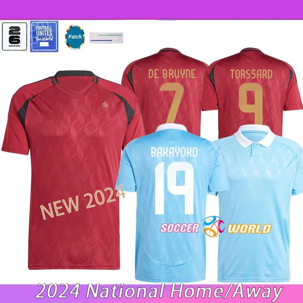 Maillot Belgium Soccer Jersey de Bruyne Lukaku Doku 2024 Eurocup сборная футбольная рубашка детская рубашка для детей дома в гостях Карраско Тилеманс Бакайоко Троссард Футбол Форформа