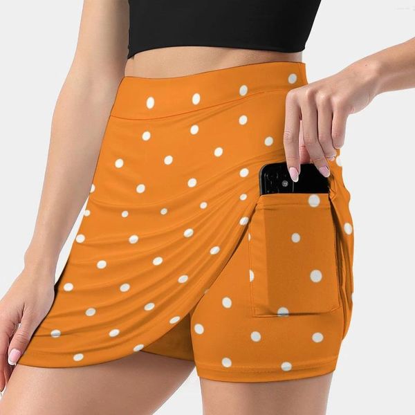 Röcke kleine weiße Polka -Punkte mit orangefarbenem Hintergrund Koreaner Mode Rock Sommer für Frauen leichte Hose