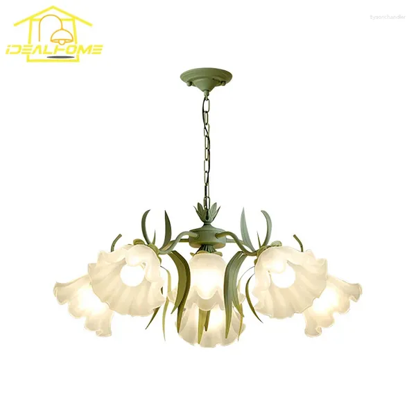 Lampadiers Design francese Ruale pastorale Lilla fiori illuminazione lampadario LED E27 decorazioni per la casa vivente/pranzo/principessa sala da letto