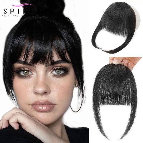 Bangs Natural Human Hair Bangs for Women 8 pollici 20g dritta Remy Natural Human Hair Fringe Clip in pezzi di capelli 3 clip accesa