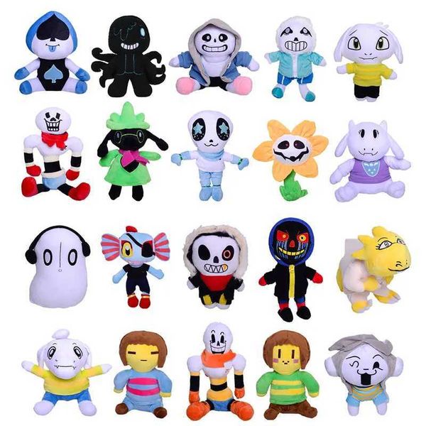 Bambole peluche anime undertale imbottito pp cotone giocattoli peluche kawaii cartone animato gioco di gioco sans frisk 20-30 cm bambole soft diga di compleanno per bambini t240422