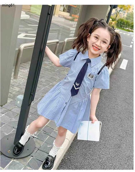 Brand Baby Skirt Academy Style Design Lappel Princess Dress Tamanho 90-140 cm Roupos de designer infantil Summer Girls Partydress 24April