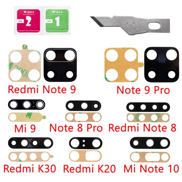 Cavi 1Set posteriore posteriore Coperchio di vetro per lenti posteriore Sostituzione per Xiaomi Redmi Note 8 9 Pro 9S 10 Redmi K20 K30 Pro Mi 9 SE 9T 10