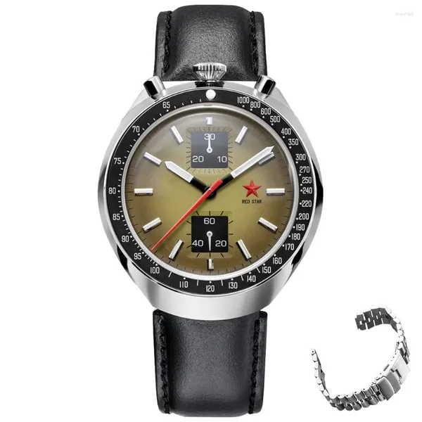 Orologi da polso Red Star Retro 1963 cronografo 42 mm orologi meccanici per uomini St1901 Movimento Hardlex Hardlex Hardlex Luminio maschile