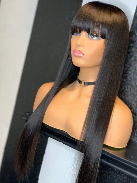 Brasilianischer mittlerer Teil Spitze Perücke Straight Human Hair Perücke mit Pony schwarz /rot /braun /blonde Perücke Glueless synthetische Perücke keine volle Spitzenperücke