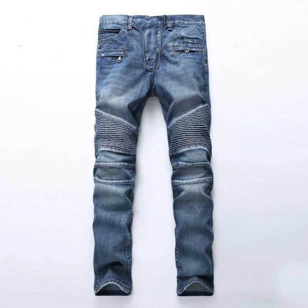 Jeans maschile scambia classiche jeans retrò uomini dritti slim certifica decorazione leggera piega magro pantaloni skinny skinny skinny skinny sthartch stretch hip hop jogger jeans 240423