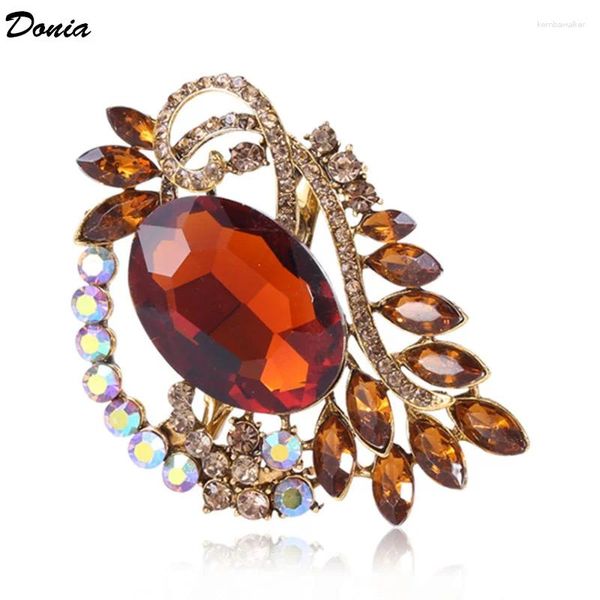 Broschen Donia Schmuck europäische und amerikanische Mode große Glas Brosche Lady Blumen hohl Corsage Mantel Stift Schalzubehör