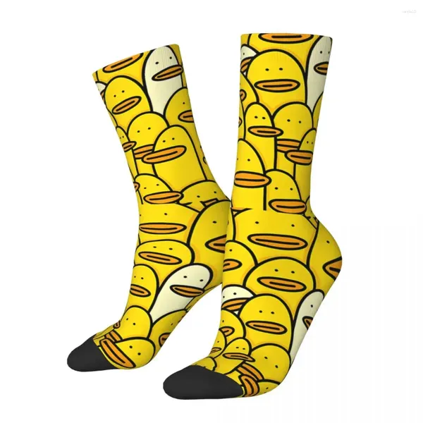 Мужские носки смешной сумасшедший носок для мужчин Doodle Art Harajuku Резиновая утка дышащая утка с печать