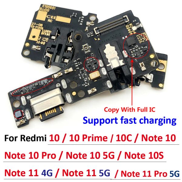 Kabel USB -Ladeanschluss Mikrofon Dock Connector Board Flex Reparaturteile für Xiaomi Poco M3 Pro Redmi 10c Hinweis 11 10 5G Pro 10s 11e