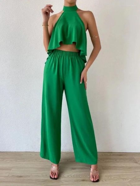 Vestidos de trabalho Fashion Set com calças de bainha sem nas costas e baixa calça sexy de duas peças