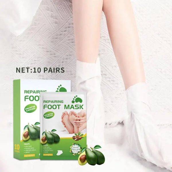 Werkzeugfüße Peeling Peeling Foot Masken Pediküre Socken Peeling für Reparaturen abgestorbene Haut Entfernen Sie die Schale Avocado Masque für trockene rissige Fersen