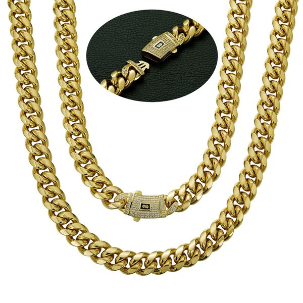 6-14mm de hip-hop aço inoxidável Miami Chain cubano 14K GRANHO