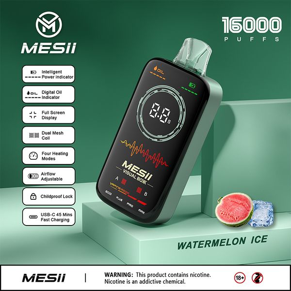 2024 Горячие продажи Mesii Visual 16k Puffs Оптовые перезаряжаемые Vaper Full Digital Screen 16000 Puff Ondestable Vapes