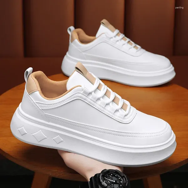 Scarpe casual di alta qualità da uomini da uomo Sneaker bianca Solina spessa per uomini Classico Walking 2024 Summer Vulcanizzato