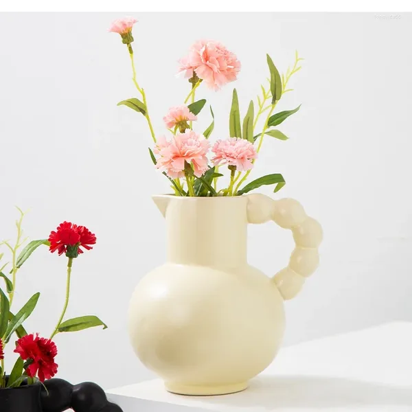 Vazolar Fransızca Sap vazo süt potu şekli seramik oturma odası ofis masaüstü dekorasyon sanat çiçek düzenleme konteyneri