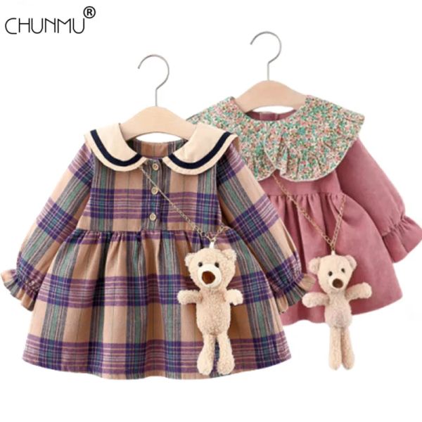 Camisas Autumn Roupas de menina Princesa Vestido recém -nascido para garotas Vestido de noiva infantil Infantil de 1 ano menina Tutu Bristening Dress Dress