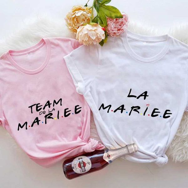 T-shirt femminile maglietta EVJF Femme Team Bride Squad T-shirt Bachelorette Party Tee Doccia da bagno Tshirt francese French Wedding Wedding Hen Party Tops 240423