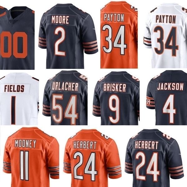 Jersey di calcio Caleb Williams Roma Odunze Keenan Allen Ryan Bates Khalil Herbert Roschon Johnson Darnell Mooney DJ Moore Eddie Jackson Walter Payton