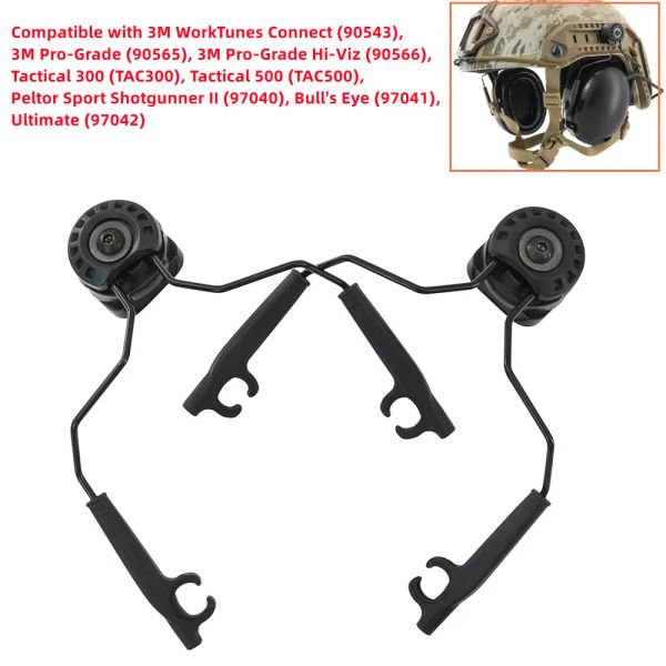 Protetor Tactical Headset Helmet Adaptador de trilho de arco para 3m Peltor Tactical 300/500 Earramentos eletrônicos Tiroteio de proteção auditiva