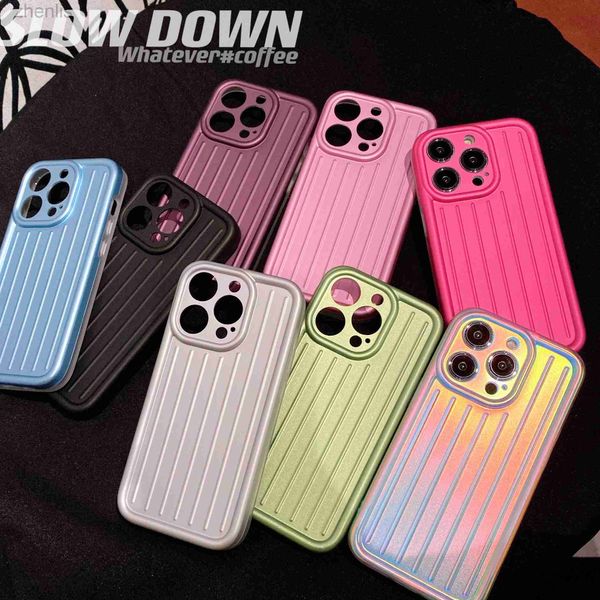 Casos de telefone celular Fashion Stripe de luxo IMD Soft Silicone Phone Case para iPhone 11 12 13 14 Pro Max 14Plus 13Pro Border Border Capa Bordal Capa D240424