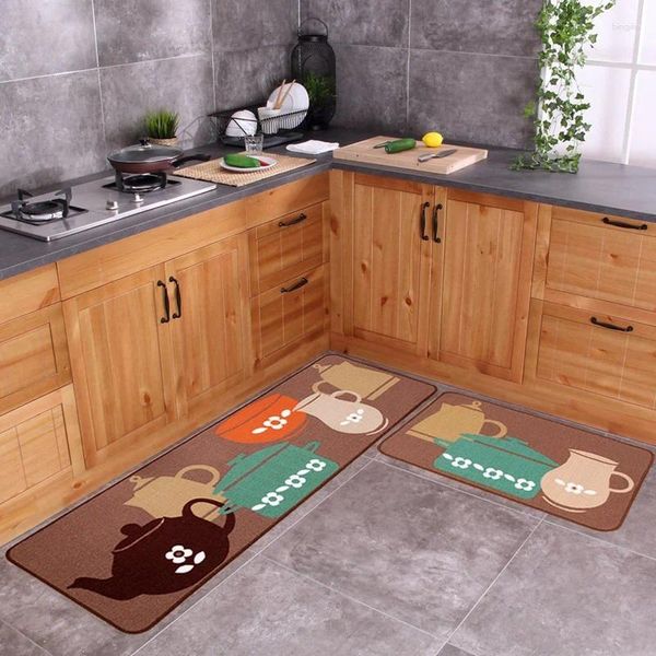 Tappeti tappeti a 2 pezzi Non slip tappetino da cucina supporto in gomma Specifica set di corridori (19x59 pollici 19x31 pollici)