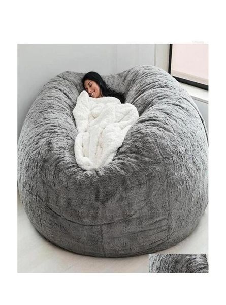 Крышки стул ERS Super Barge 7ft NT Fur Bean Bag Bag Er МЕБЕЛЬ для гостиной Большой круглый мягкий пушистый фальшивый бэг ленивый диван.