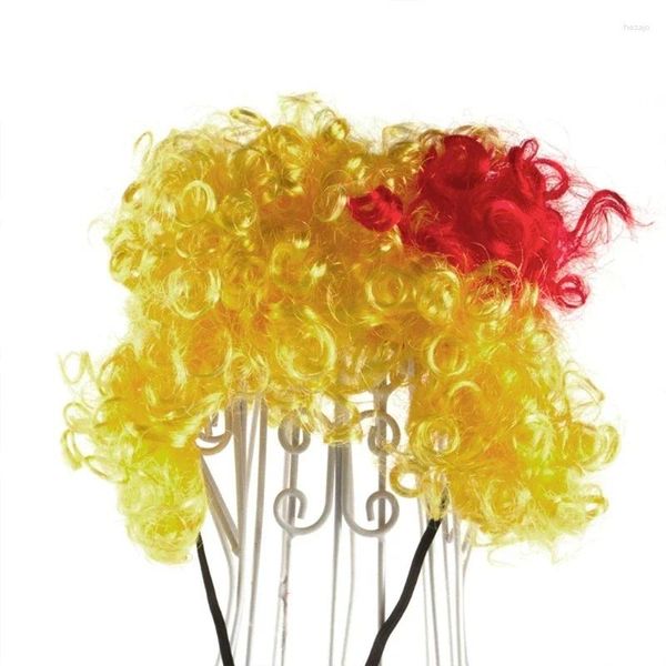 Hundeträger Haustierkopfschmuck Curls Perücken Kostüm für kleine mittelgroße Party Yellowred Hairstück Halloween