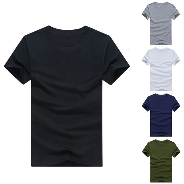 Casual Style einfache farbige Herren T -Shirts Baumwolle reguläre Fit Summer Tops T -Shirts Basic Man Clothing 5xl 240419