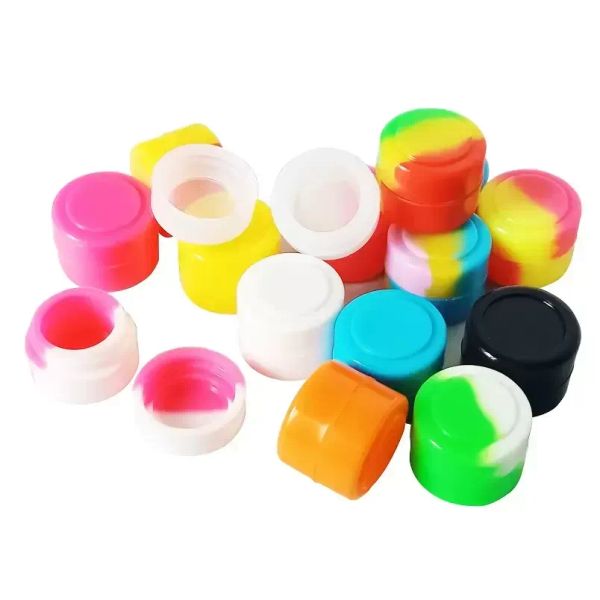 Não -estick 2ml redondo silicone dabs jarros de recipiente de cera Herb FDA Vaporizador de caixa de silício para concentrado de cera Recipientes de óleo 1000pcs/lote