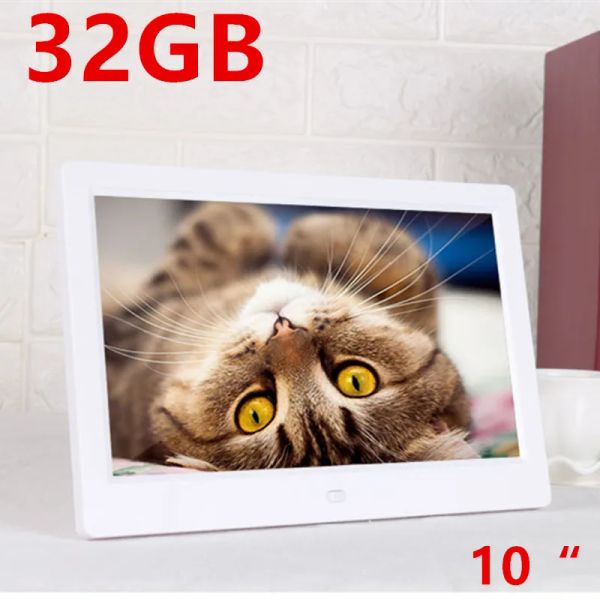 Çerçeve Yeni İyi Hediye 32GB 10 inç LED 1024*600full Fonksiyon Dijital Fotoğraf Çerçeve Elektronik Albüm Digitale Resim Müzik Videosu Bebek Hediyesi