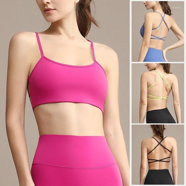 Magliette da donna Sport Sports Yoga Reggiseno morbido in tessuto a croce cinghia che raccoglie fitness di alta qualità che corre un esercizio traspirante