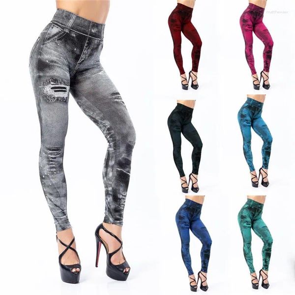 Leggings femininas Tights Mulheres Alto controle de barriga elástica