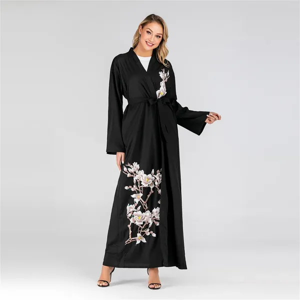 Roupas étnicas Vestidos longos vintage Muslim impresso Kaftan Women Floral Maxi Abaya Dress Roupas de roupas