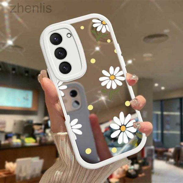 Case di telefonia cellulare Chrysanthemum Fasion Specchio Surface Telefono Custodia per Samsung Galaxy A73 A72 A71 S23 S22 S21 S20 FE Plus 5G Coperchio specchio per trucco D240424